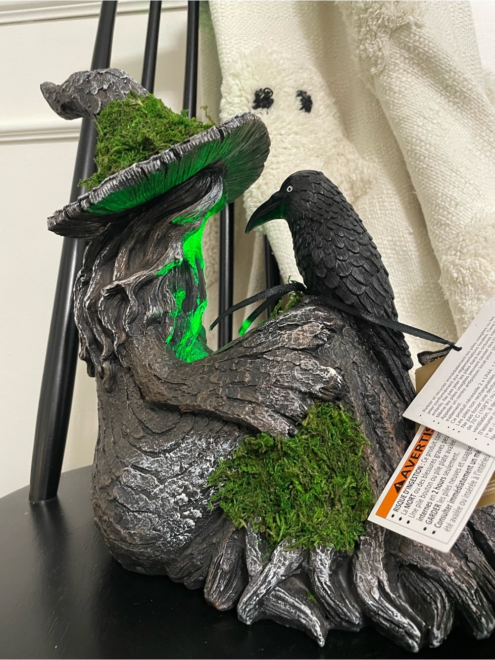 Well Dressed Home Light Up Mossy Tree Sitting Witch w/Raven Crow Halloween 2026